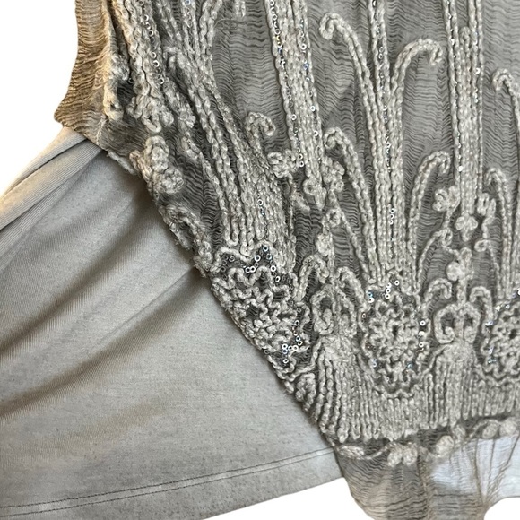 Soft Surroundings Beaux Arts Silk Tunic Top Taupe Embellished Sz S - Picture 6 of 12